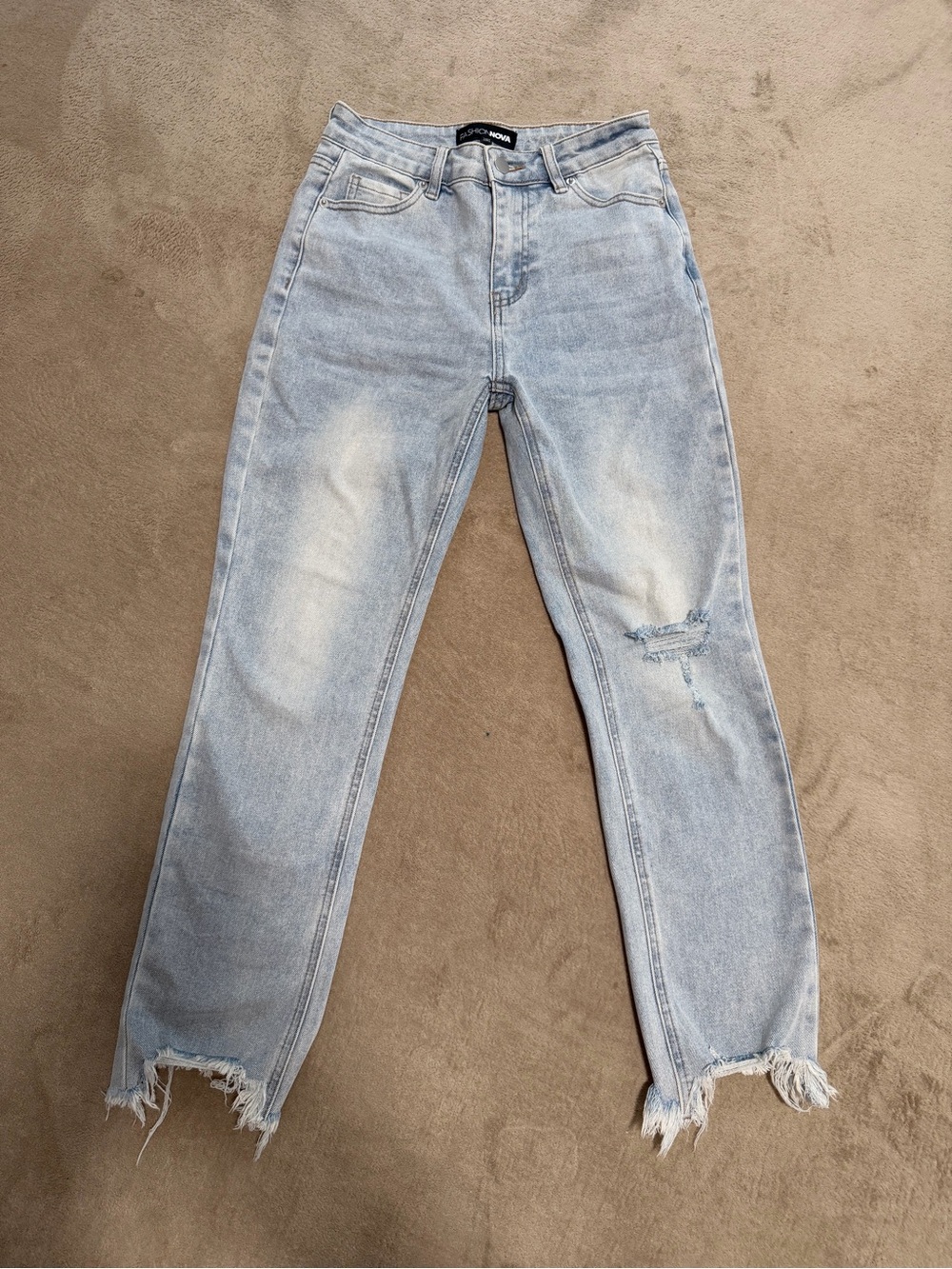 Fashion Nova Light Wash Distressed Ankle Jeans